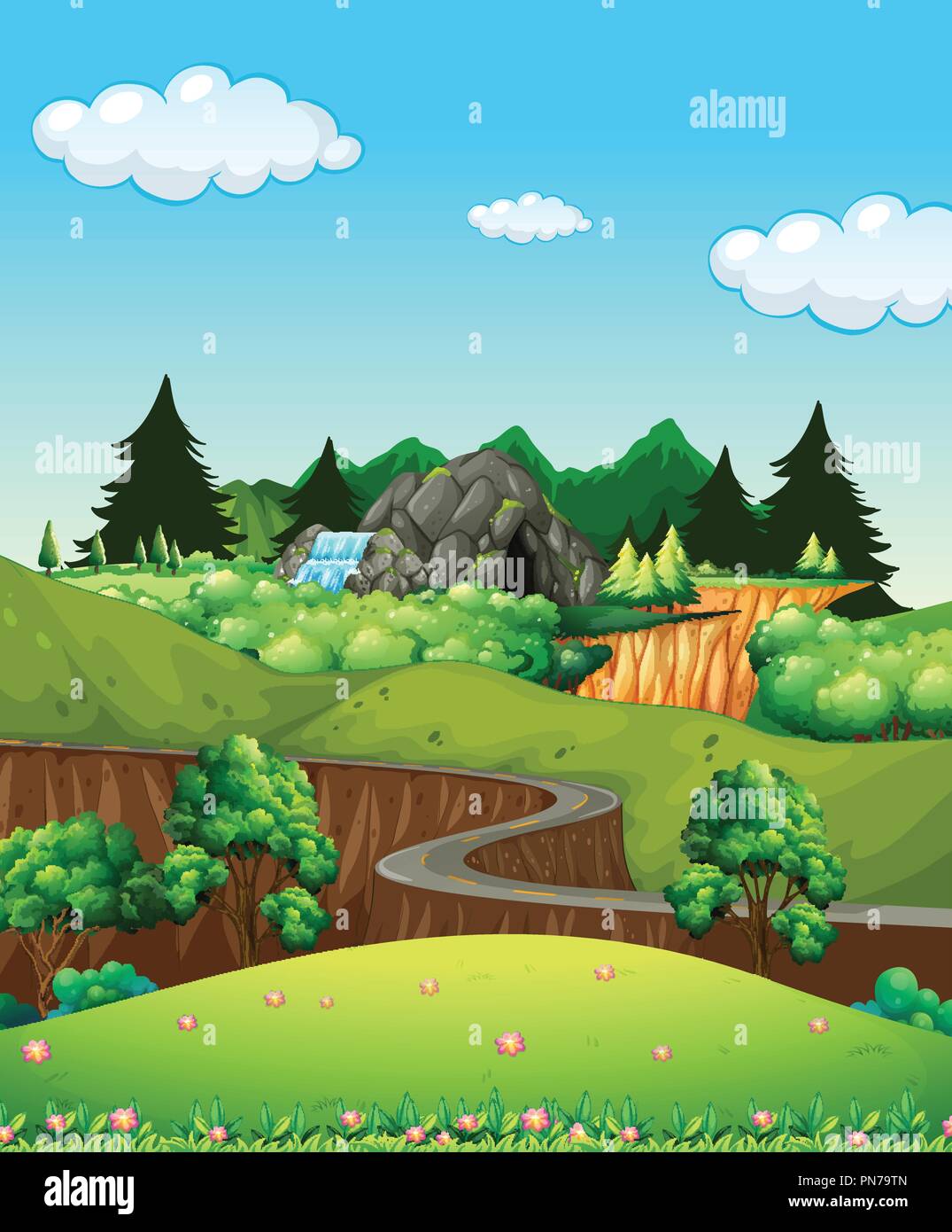 A beautiful nature landscape illustration Stock Vector Image & Art - Alamy