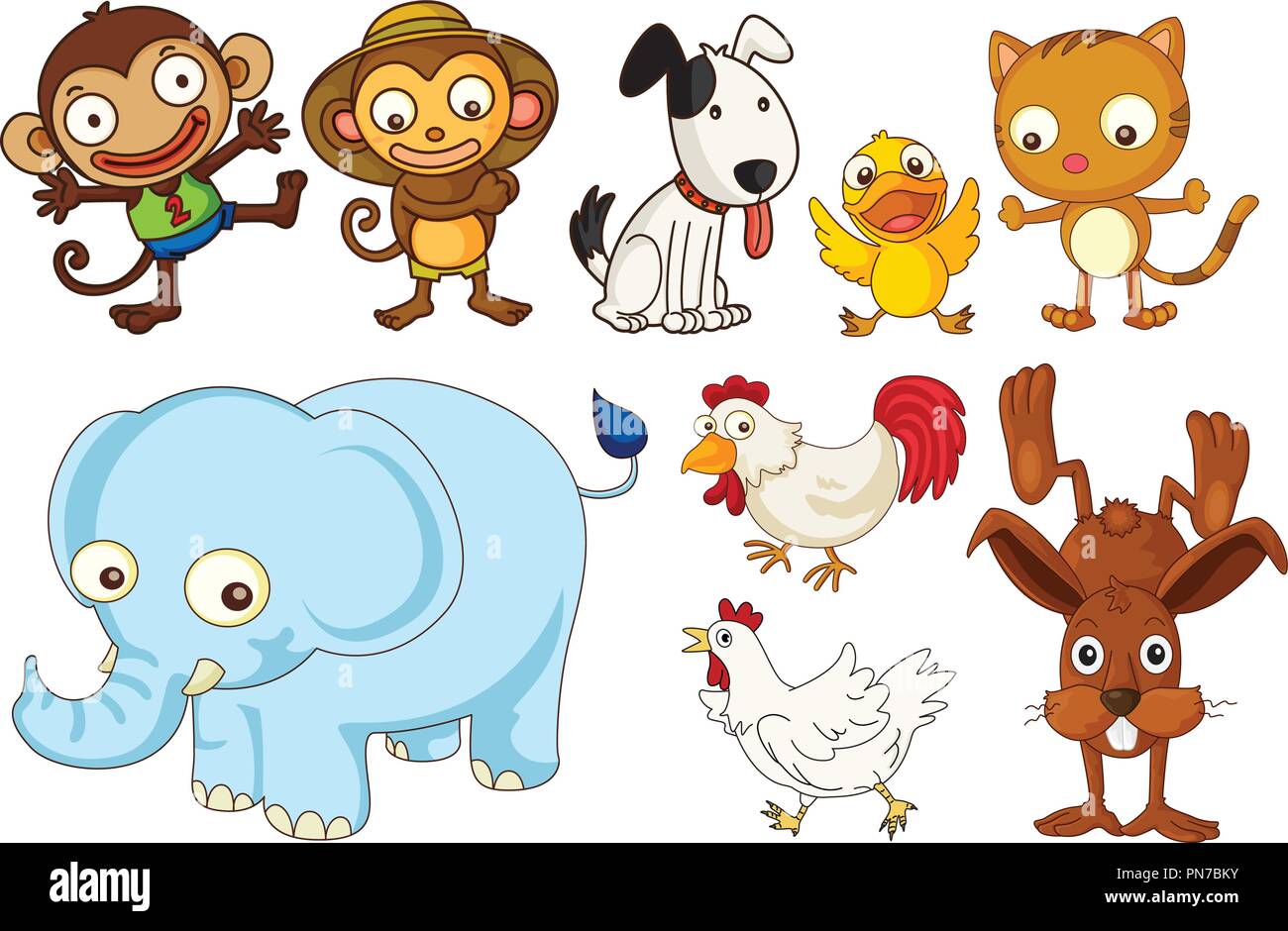 A set of flat animals illustration Stock Vector Image & Art - Alamy
