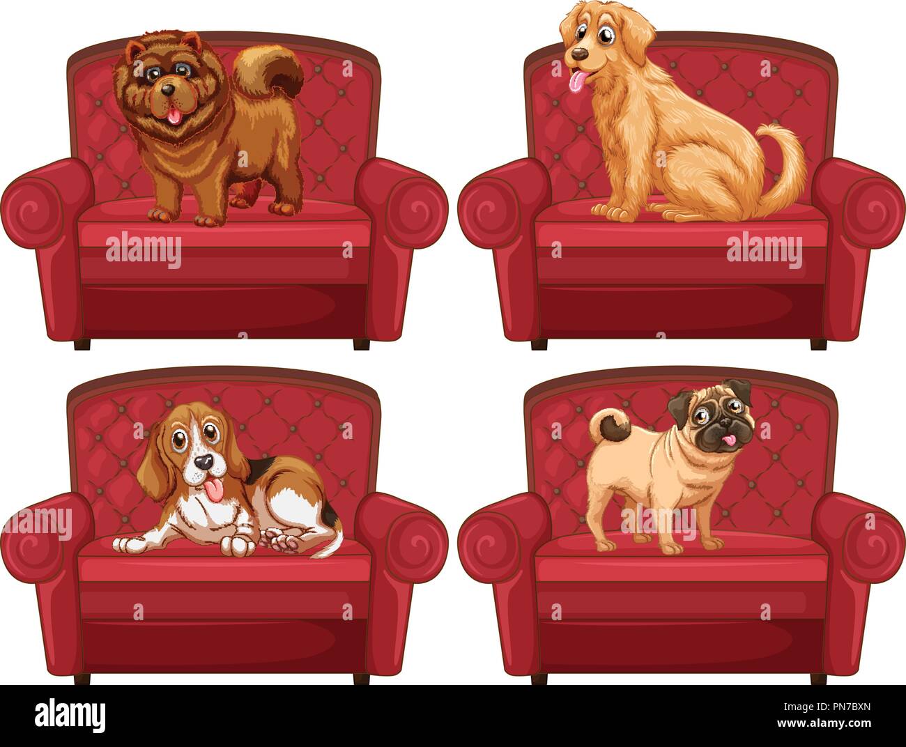 Dogs on the couch illustration Stock Vector Image & Art Alamy