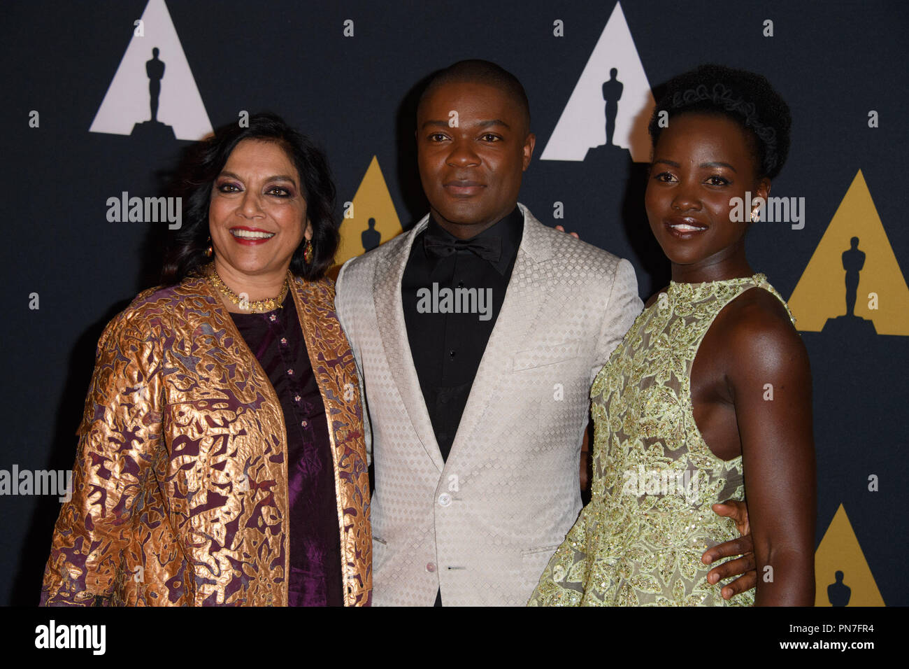 Mira Nair (left), David Oyelowo, Lupita Nyong'o attend the Academy’s 8th Annual Governors Awards in The Ray Dolby Ballroom at Hollywood & Highland Center® in Hollywood, CA, on Saturday, November 12, 2016.  File Reference # 33153 078THA  For Editorial Use Only -  All Rights Reserved Stock Photo
