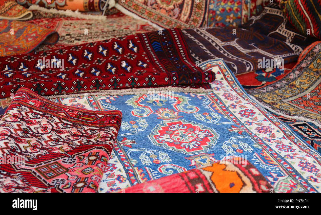 oriental carpets for sale at middle east market Stock Photo Alamy
