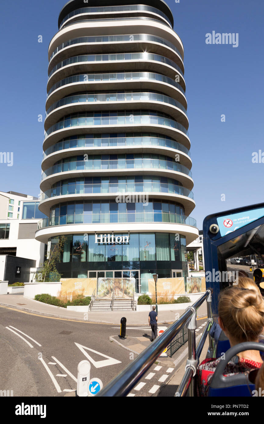 Modern architecture of Hilton Hotel, Bournemouth, Dorset, England, UK