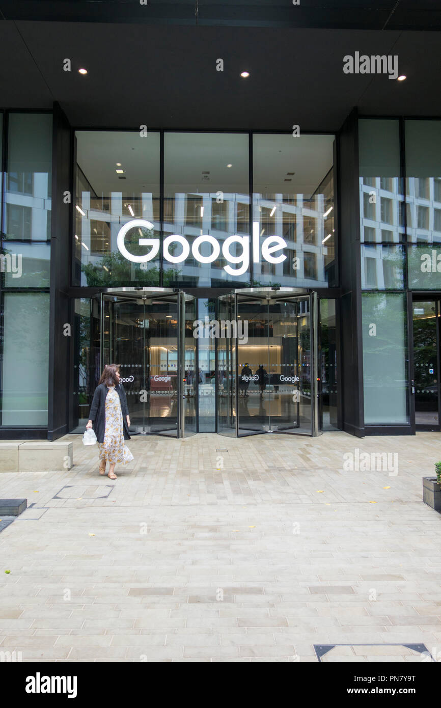 Entrance to Google HQ offices in King's Cross, Camden, London, N1, UK Stock Photo