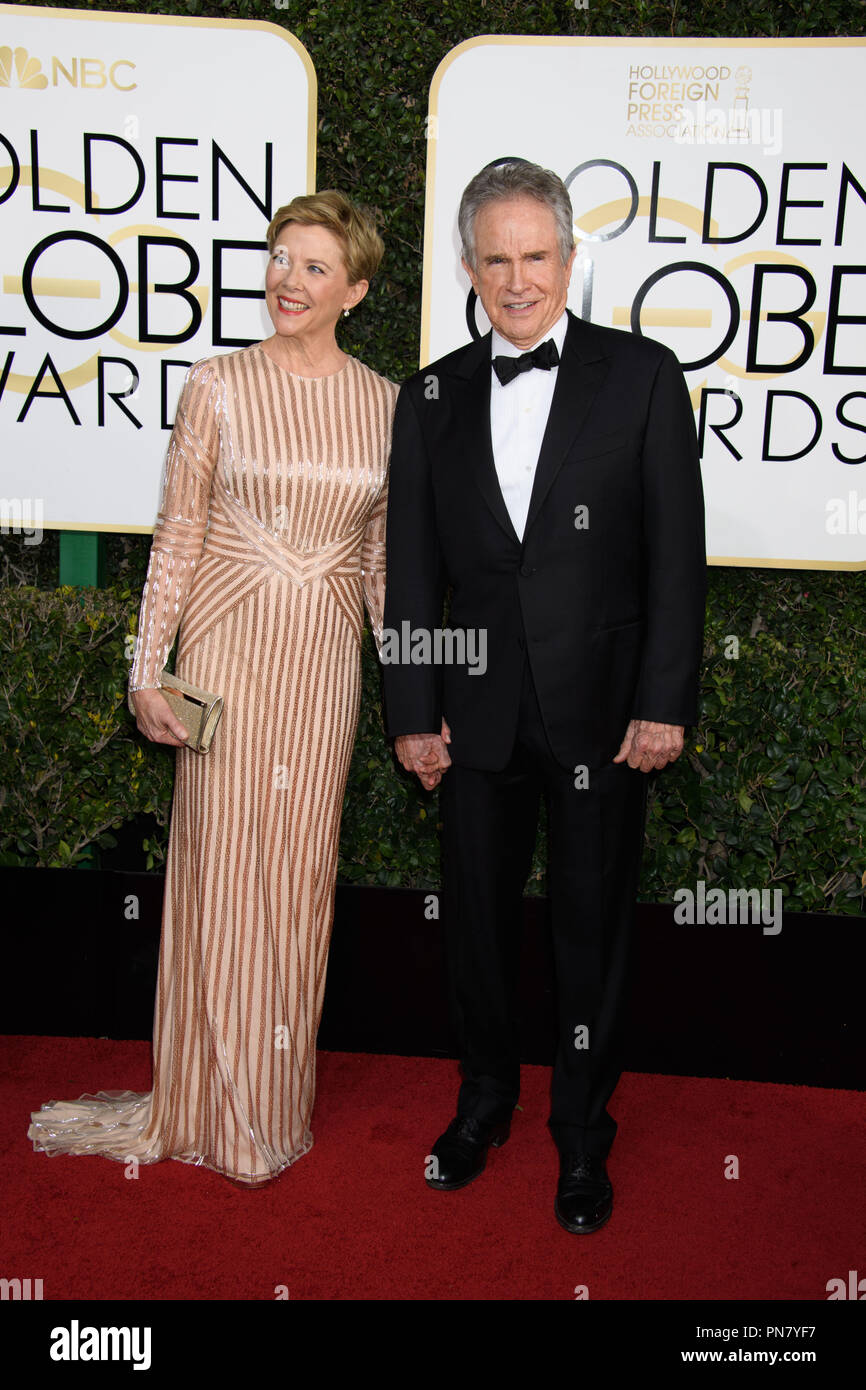 Nominated for BEST PERFORMANCE BY AN ACTRESS IN A MOTION PICTURE – COMEDY OR MUSICAL for her role in '20th Century Women,' actress Annette Bening and Warren Beatty attend the 74th Annual Golden Globes Awards at the Beverly Hilton in Beverly Hills, CA on Sunday, January 8, 2017.  File Reference # 33198 454JRC  For Editorial Use Only -  All Rights Reserved Stock Photo