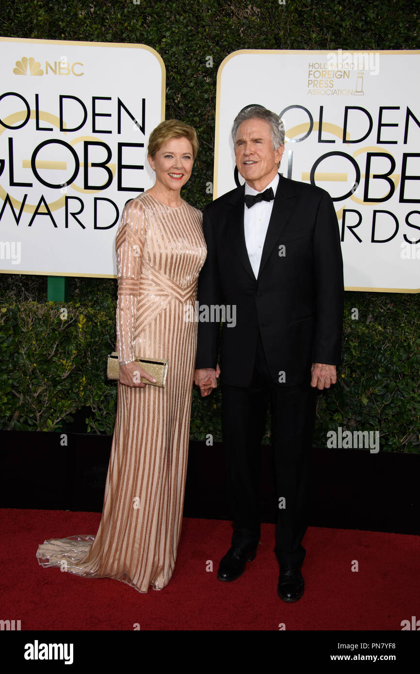 Nominated for BEST PERFORMANCE BY AN ACTRESS IN A MOTION PICTURE – COMEDY OR MUSICAL for her role in '20th Century Women,' actress Annette Bening and Warren Beatty attend the 74th Annual Golden Globes Awards at the Beverly Hilton in Beverly Hills, CA on Sunday, January 8, 2017.  File Reference # 33198 455JRC  For Editorial Use Only -  All Rights Reserved Stock Photo