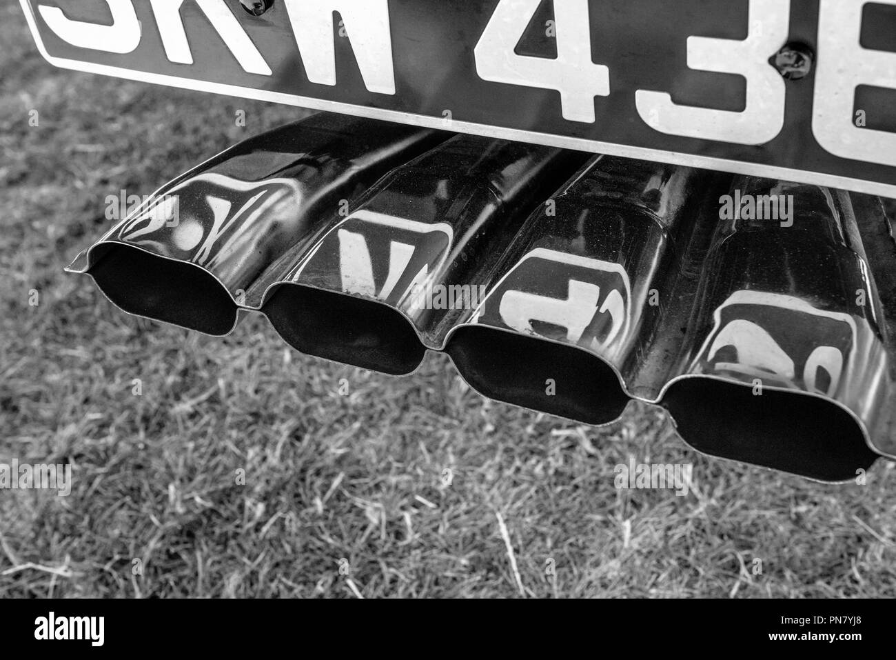 Jaguar E-type Exhaust Stock Photo