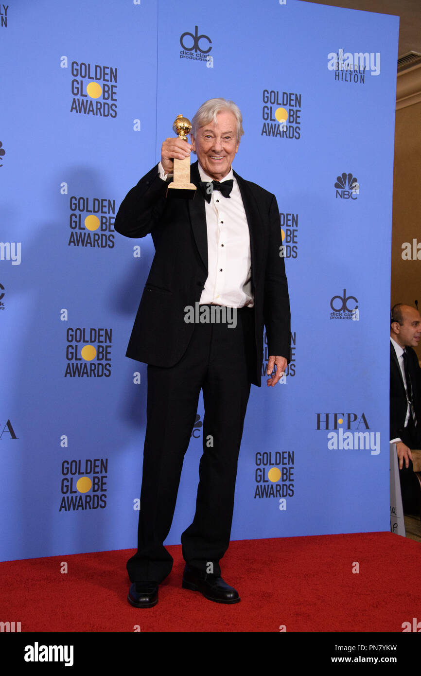 For BEST FOREIGN LANGUAGE FILM, the Golden Globe is awarded to “Elle” (FRANCE), directed by Paul Verhoeven. Paul Verhoeven poses with the award backstage in the press room at the 74th Annual Golden Globe Awards at the Beverly Hilton in Beverly Hills, CA on Sunday, January 8, 2017.  File Reference # 33198 563JRC  For Editorial Use Only -  All Rights Reserved Stock Photo