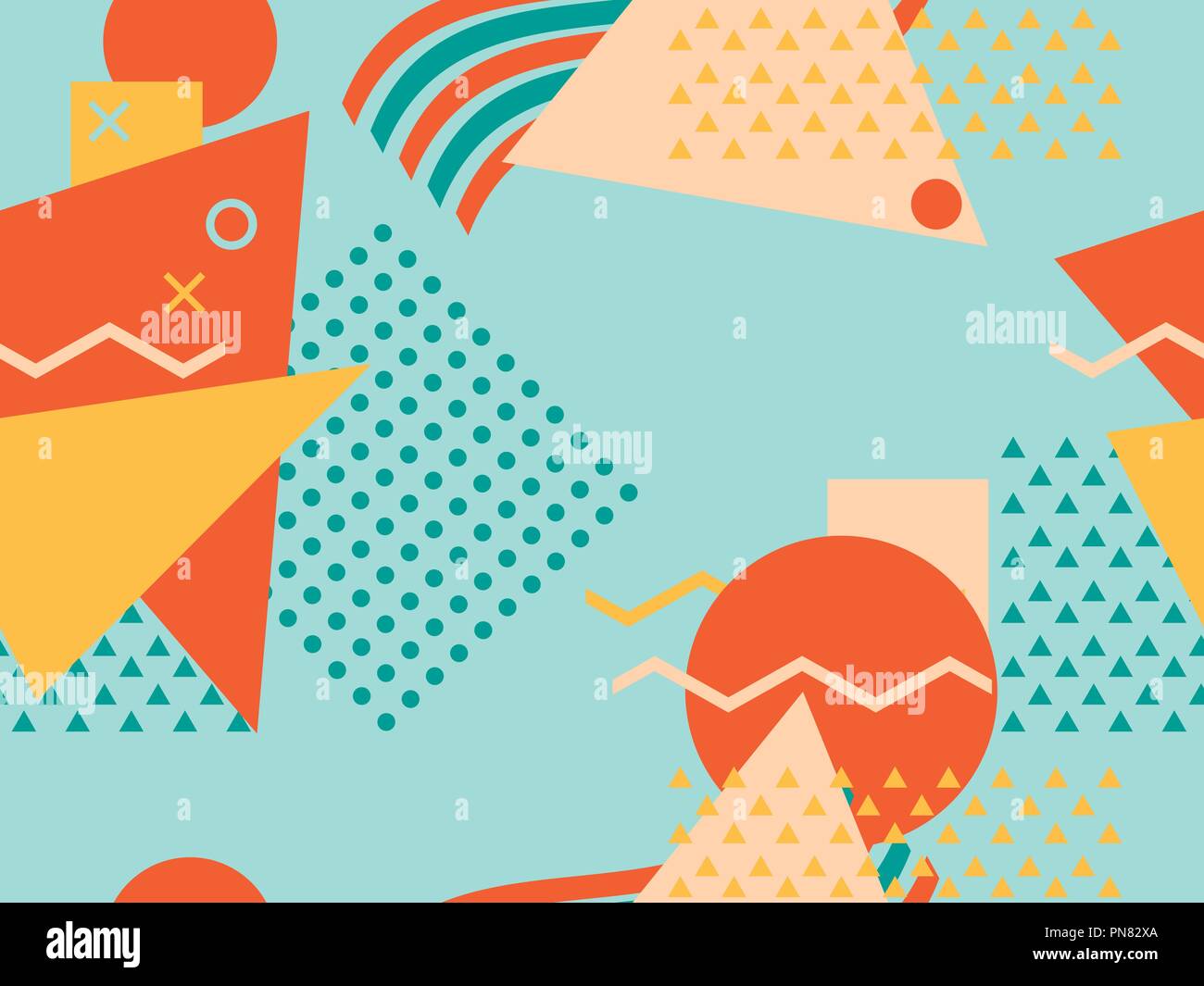 Memphis Seamless Pattern Retro Background With Geometric Elements