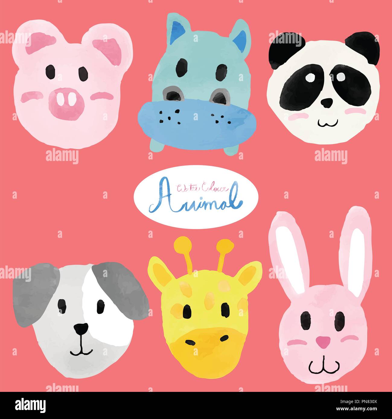 watercolour cute animal faces, pig, hippo, panda, dog, giraffe, rabbit Stock Vector Image & Art - Alamy watercolour cute animal faces, pig, hippo, panda, dog, giraffe, rabbit Stock Vector Image & Art - Alamy