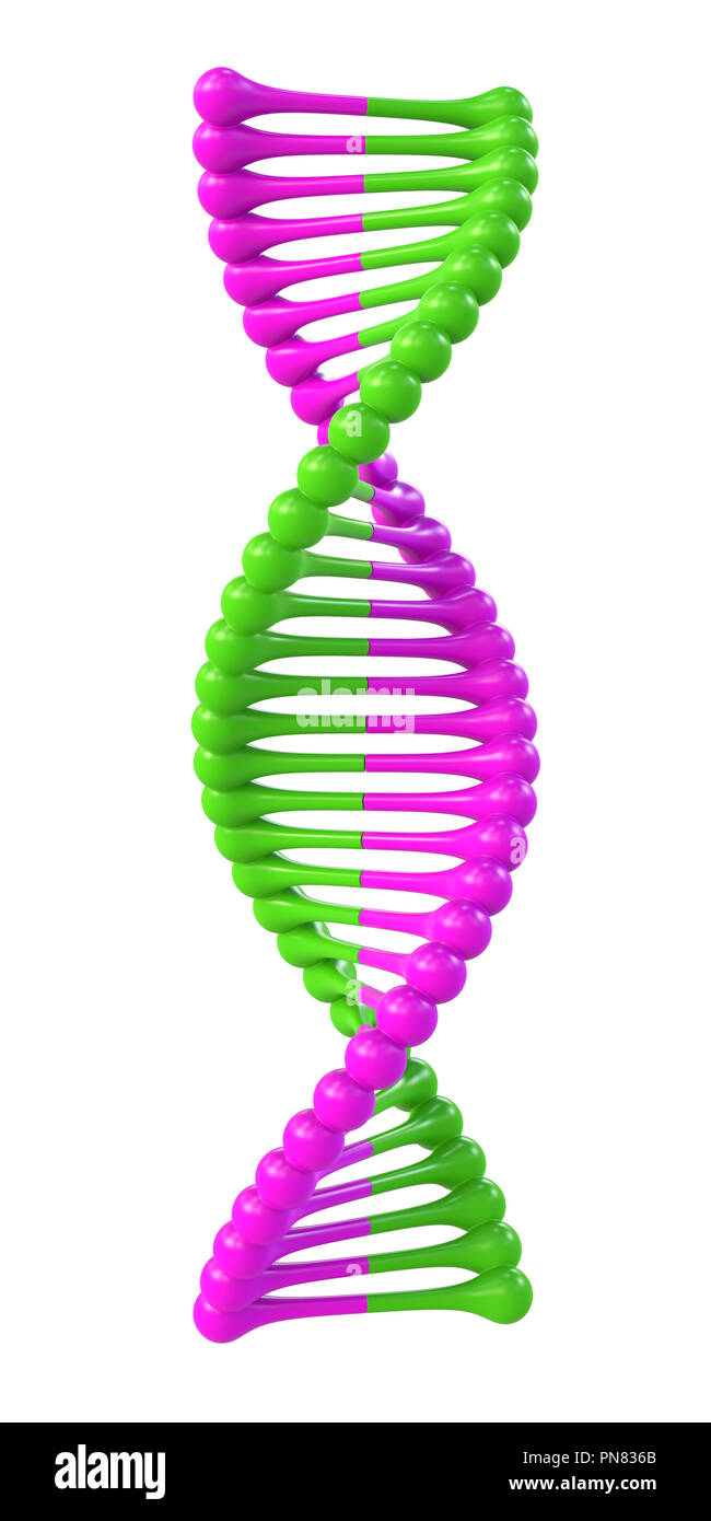 Abstract DNA icon isolated on white background. 3d rendering. Stock Photo