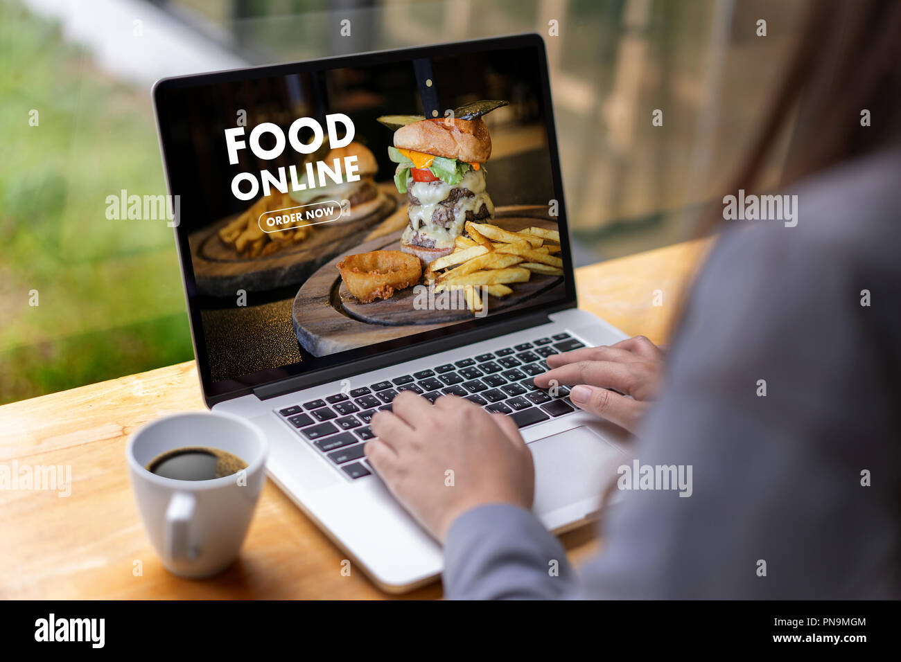 Close up woman ordering food online by Concept order food