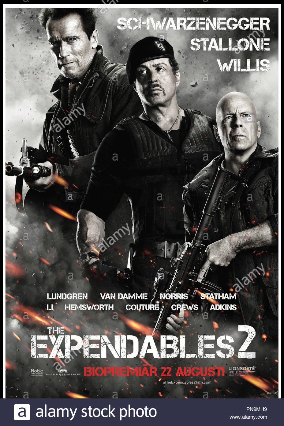 Distribution De Expendables 2 : Unité Spéciale Arnold Schwarzenegger Sylvester Stallone Expendables Stock Photos