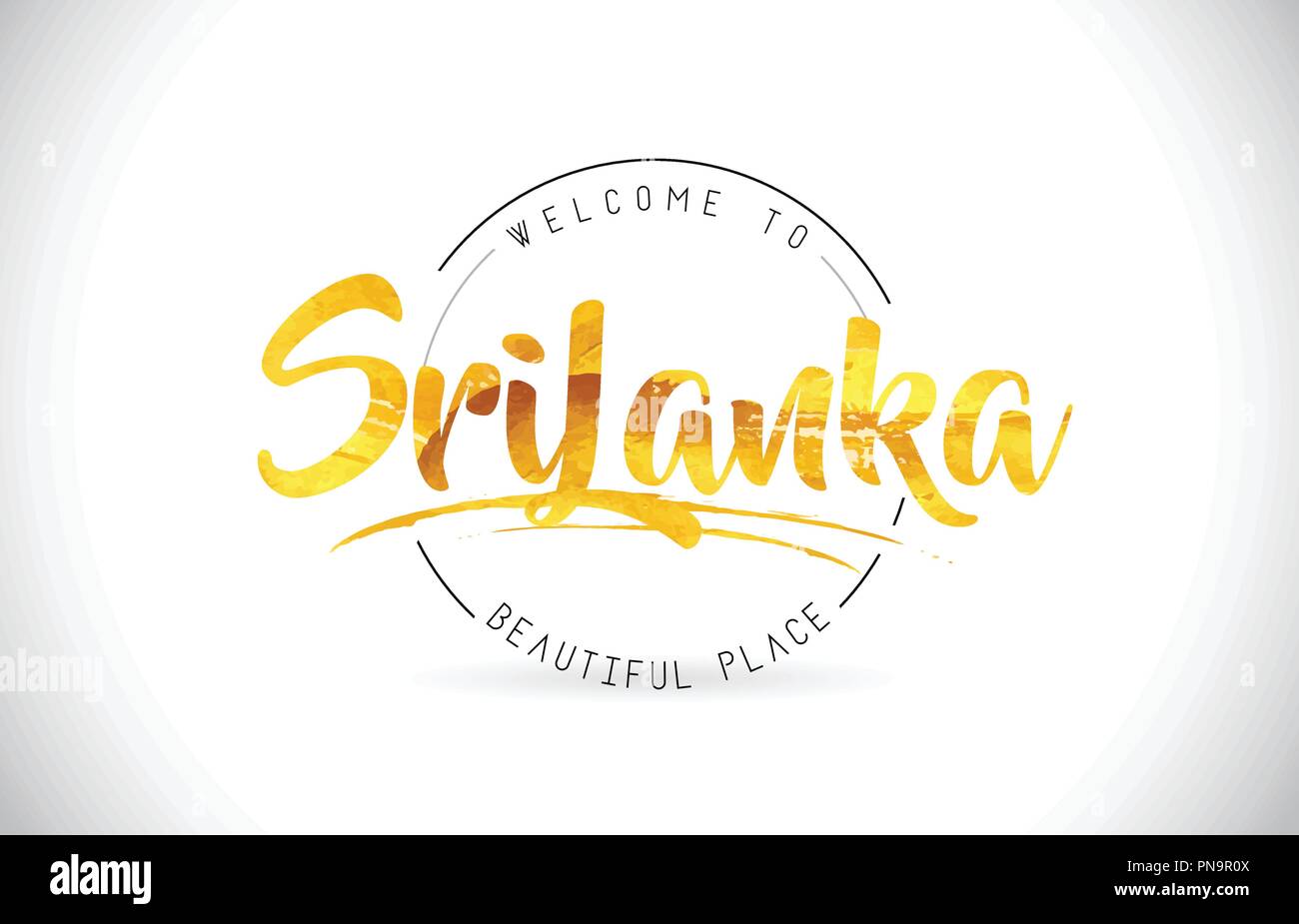 SriLanka To Word Text with Handwritten Font and Golden Texture