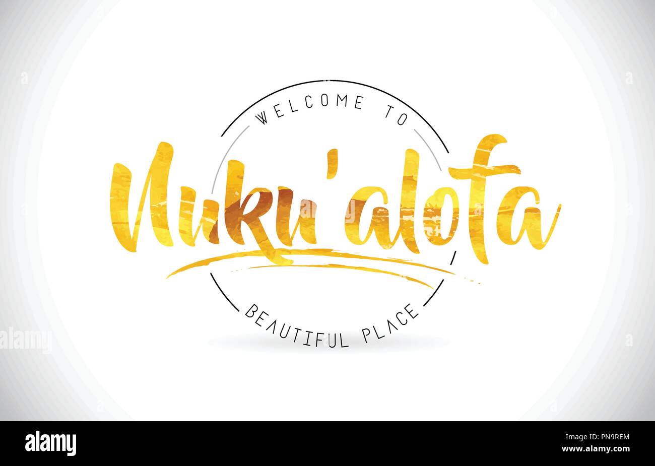 Nuku'alofa To Word Text with Handwritten Font and Golden