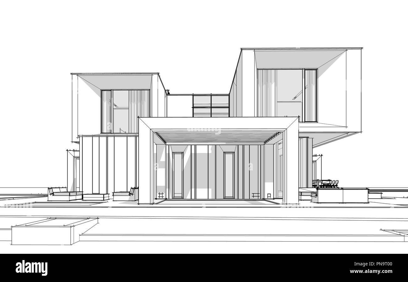 Architectural drawing house modern hires stock photography and images   Alamy