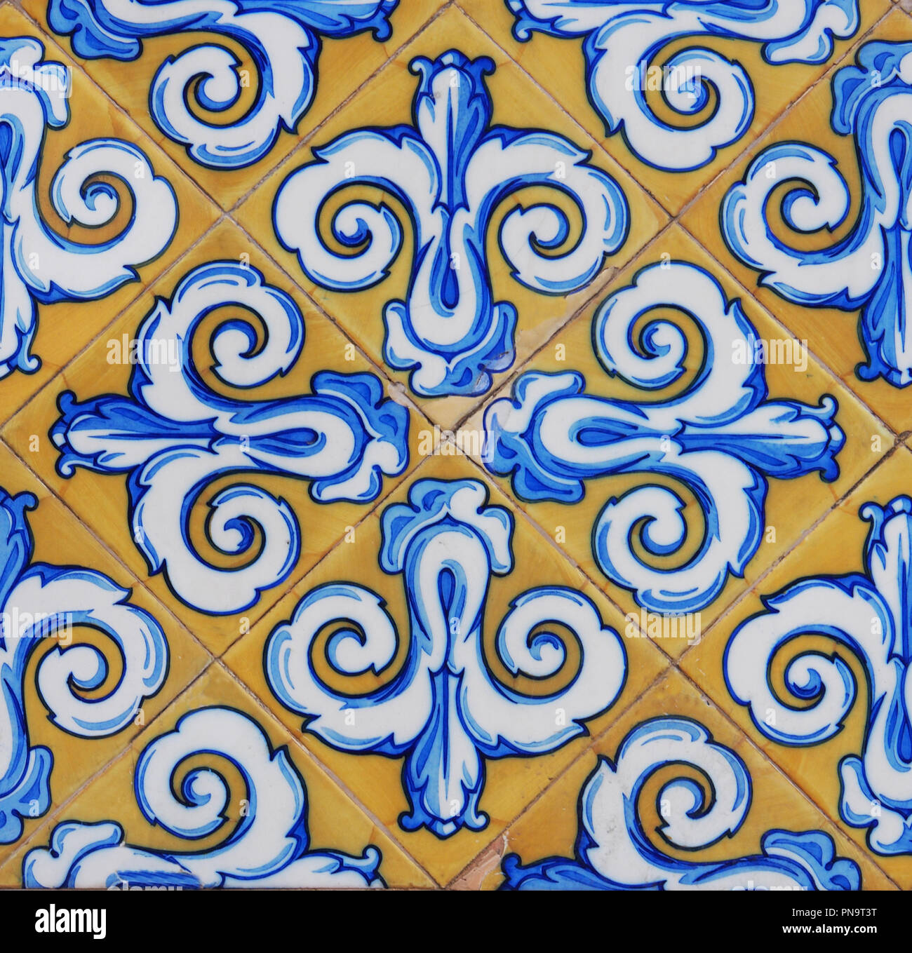 Detail of the traditional tiles from facade of old house. Decorative