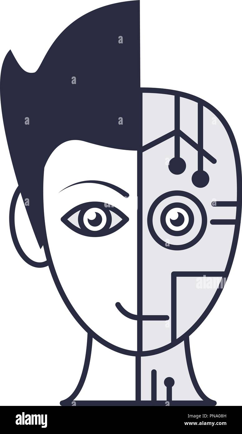 Robot human face Stock Vector