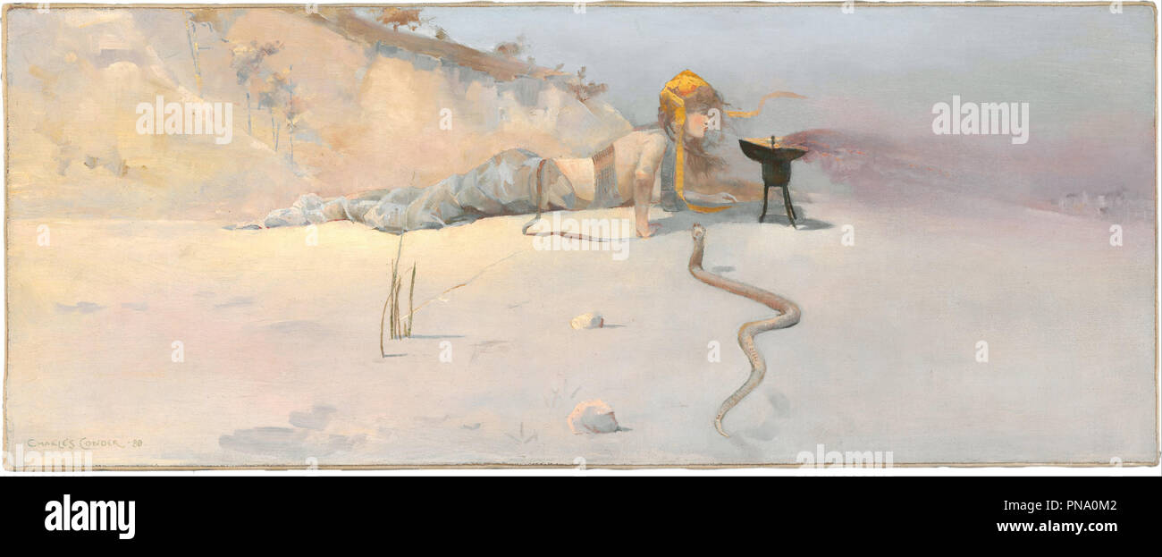 Hot Wind. Date/Period: 1889. Painting. Oil on cardboard. Height: 294 mm (11.57 in); Width: 750 mm (29.52 in). Author: CHARLES CONDER. CONDER, CHARLES. Stock Photo