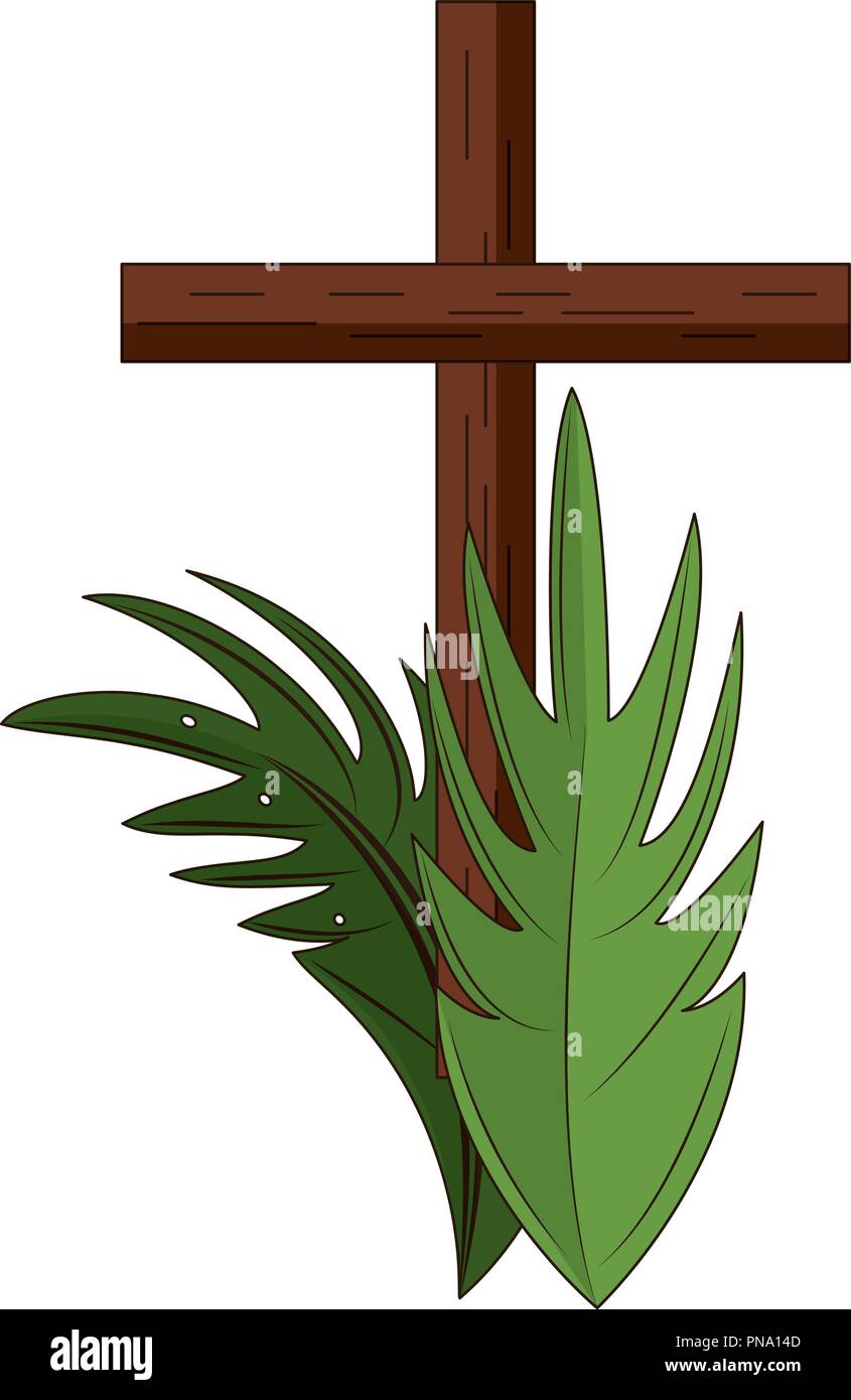 Christian wooden cross with palm Stock Vector Image & Art - Alamy