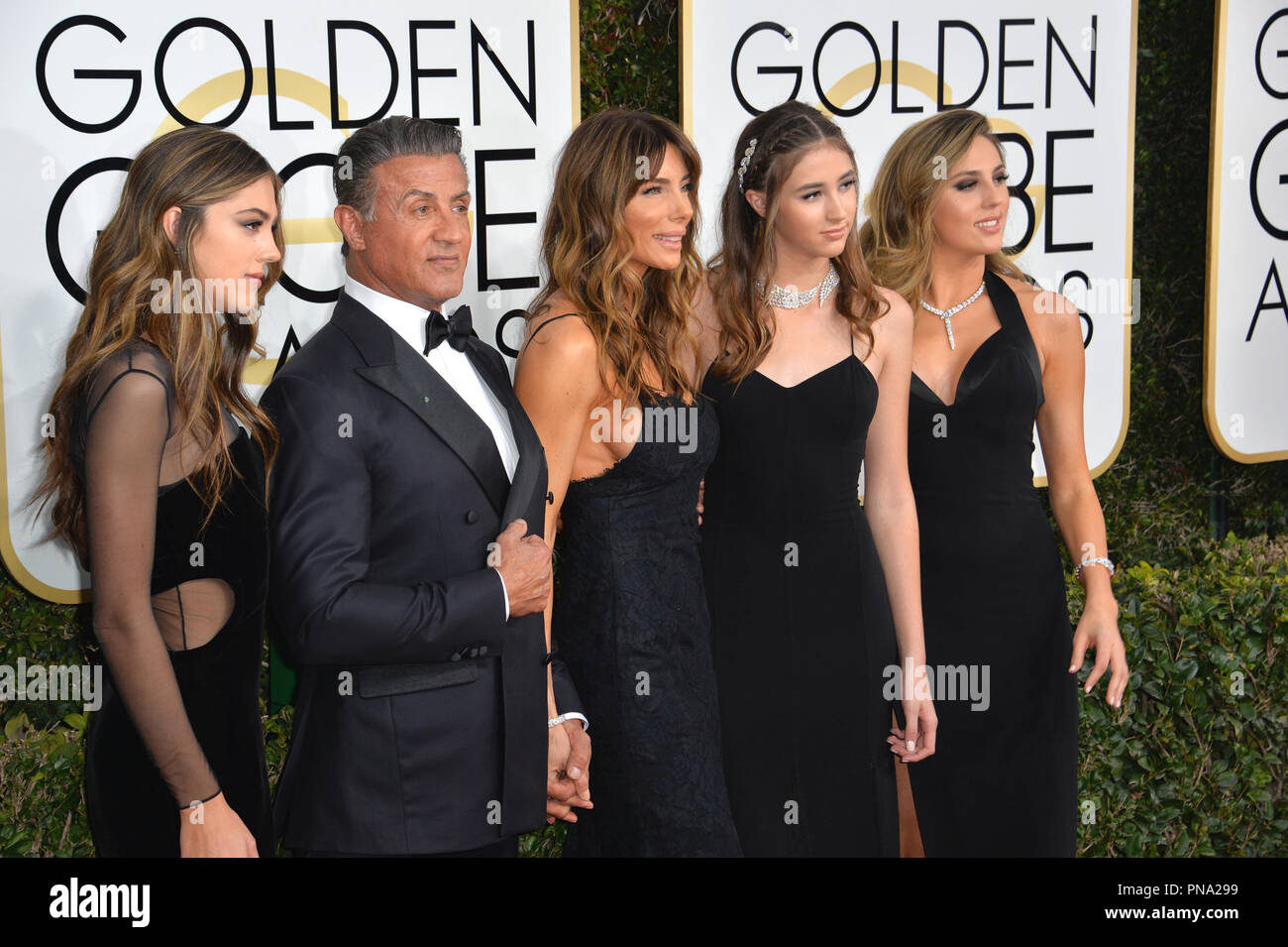 Sylvester Stallone, Scarlet Rose Stallone, Sistine Rose Stallone, Sophia Rose  Stallone, Jennifer Flavin and Frank Stallone at the Los Angeles premiere  Stock Photo - Alamy