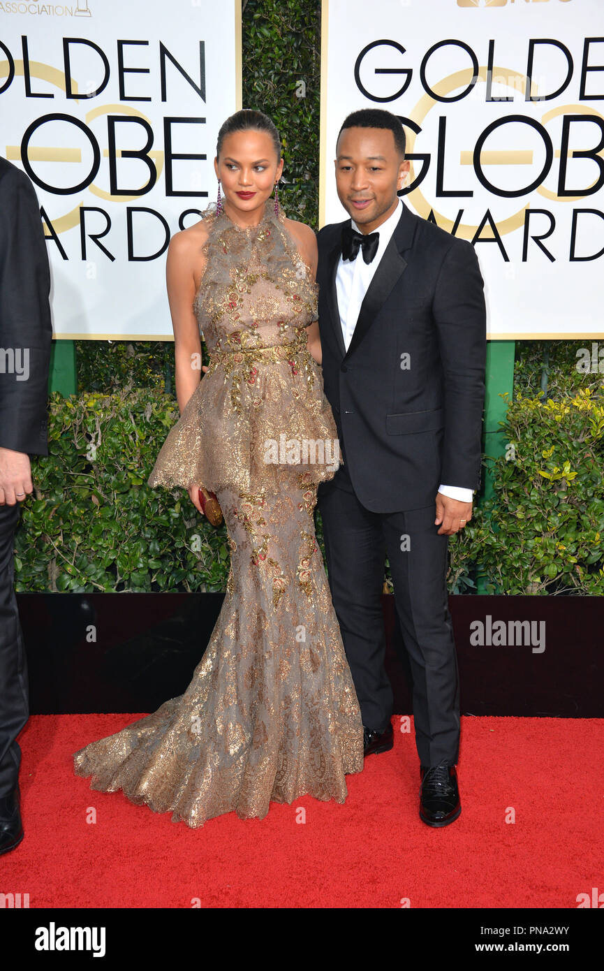 Chrissy Teigen & John Legend at the 74th Golden Globe Awards at The(01)