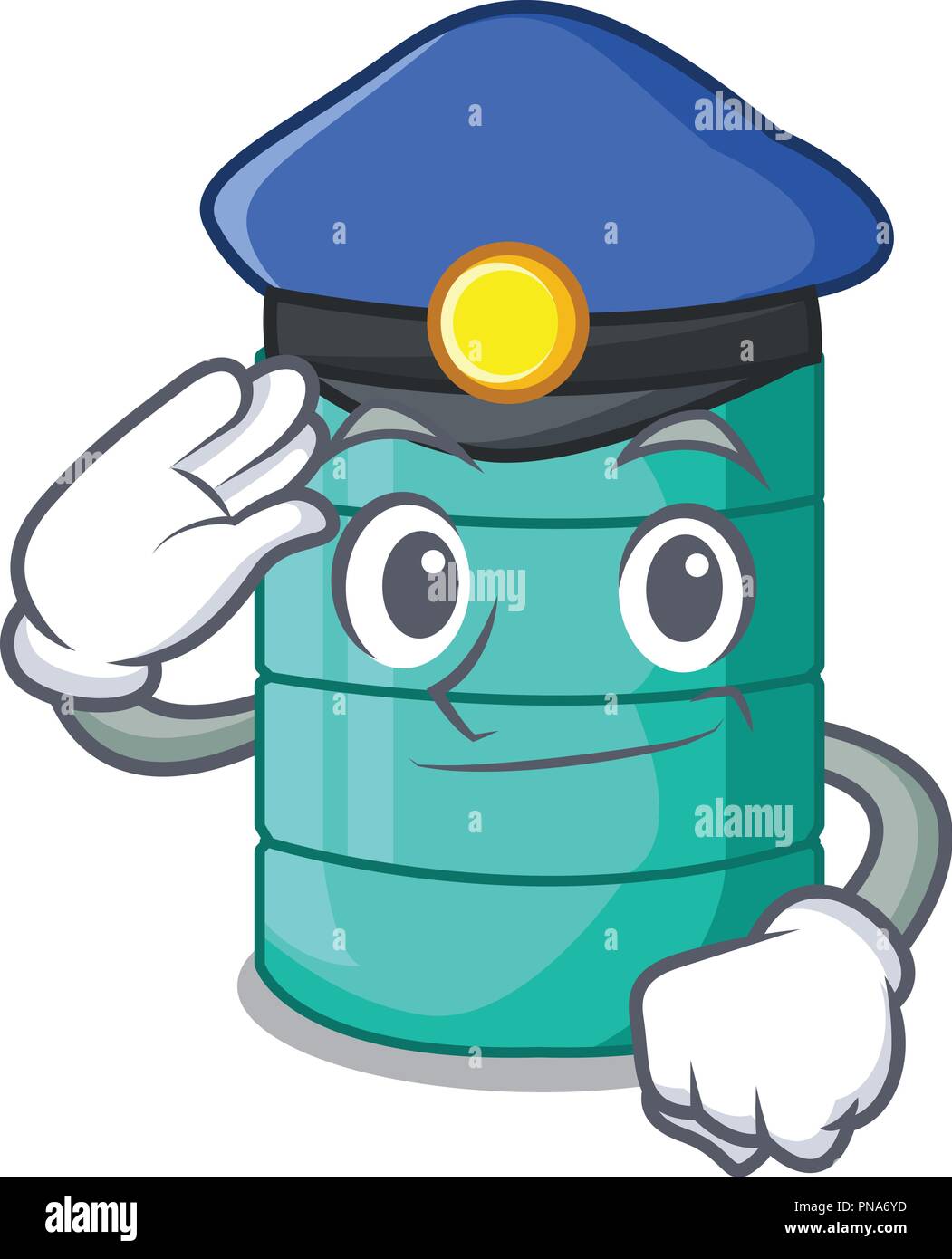 Police cartoon big industrial water tank container Stock Vector