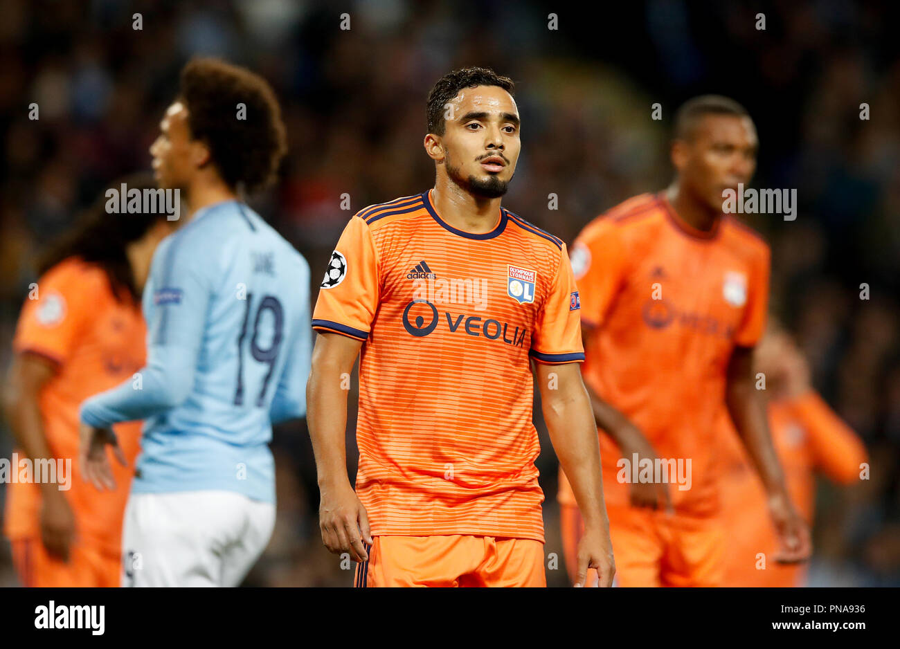 Lyon's Rafael Da Silva during the UEFA Champions League, Group F match at the Etihad Stadium, Manchester. PRESS ASSOCIATION Photo. Picture date: Wednesday September 19, 2018. See PA story SOCCER Man City. Photo credit should read: Martin Rickett/PA Wire Stock Photo