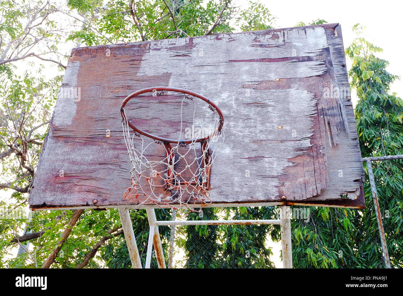 old outdoor basketball hoop Stock Photo Alamy