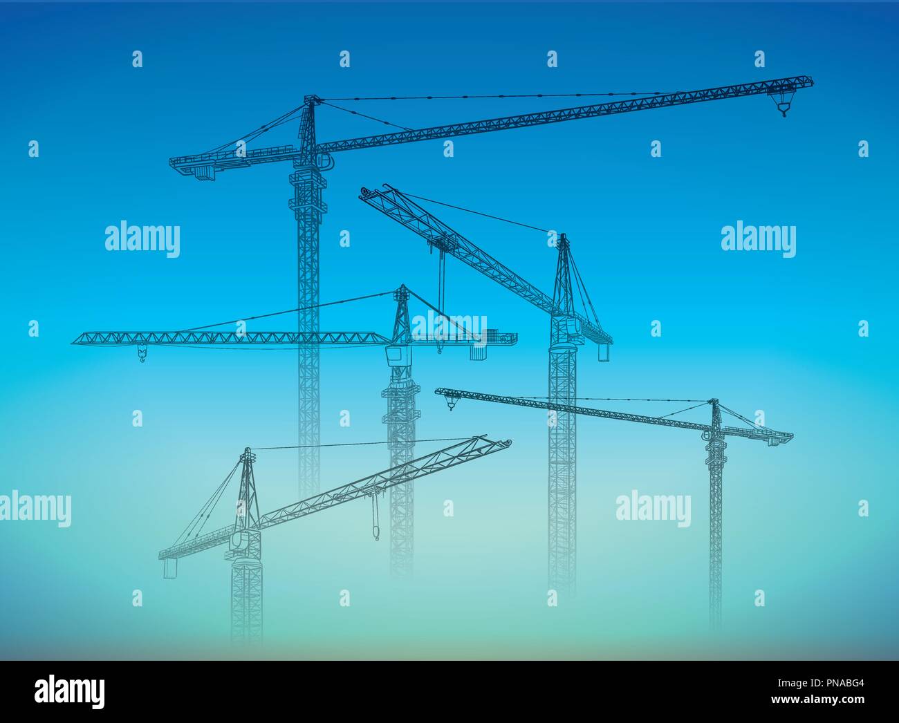 Tower construction crane. Vector line art on white Stock Vector Image ...