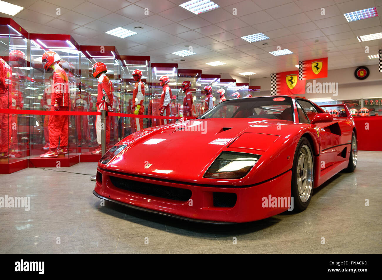 Sochi, Russia - May 30. 2018. racing car Ferrari in Auto Sports Museum in main tribune of autodrome Stock Photo