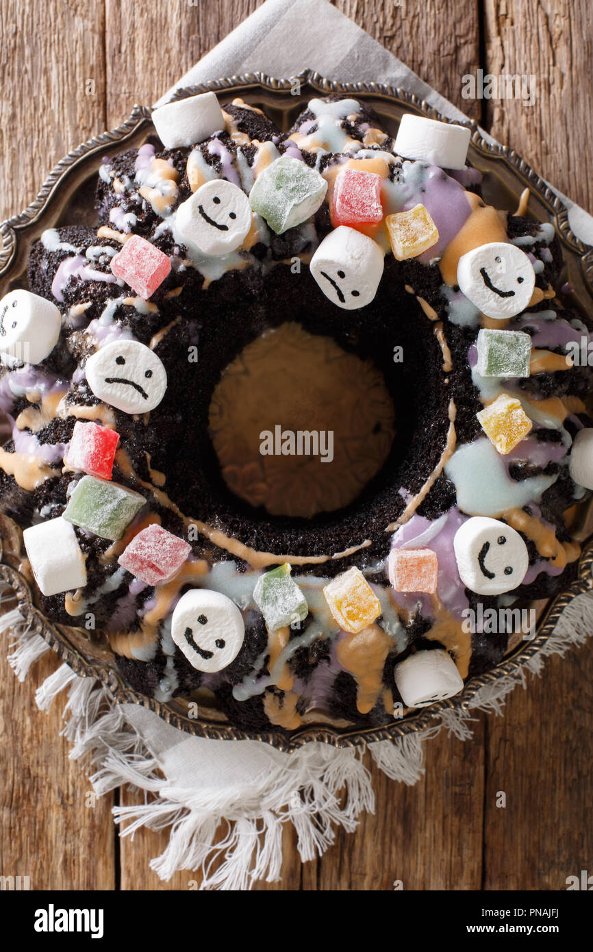 Homemade Halloween Chocolate Bundt Cake With Candied Fruits