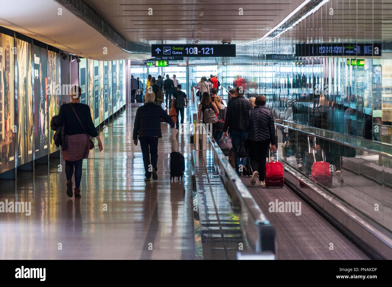 Dublin Airport, Ireland. Passengers move towards departure gates in Terminal one 1. Stock Photo