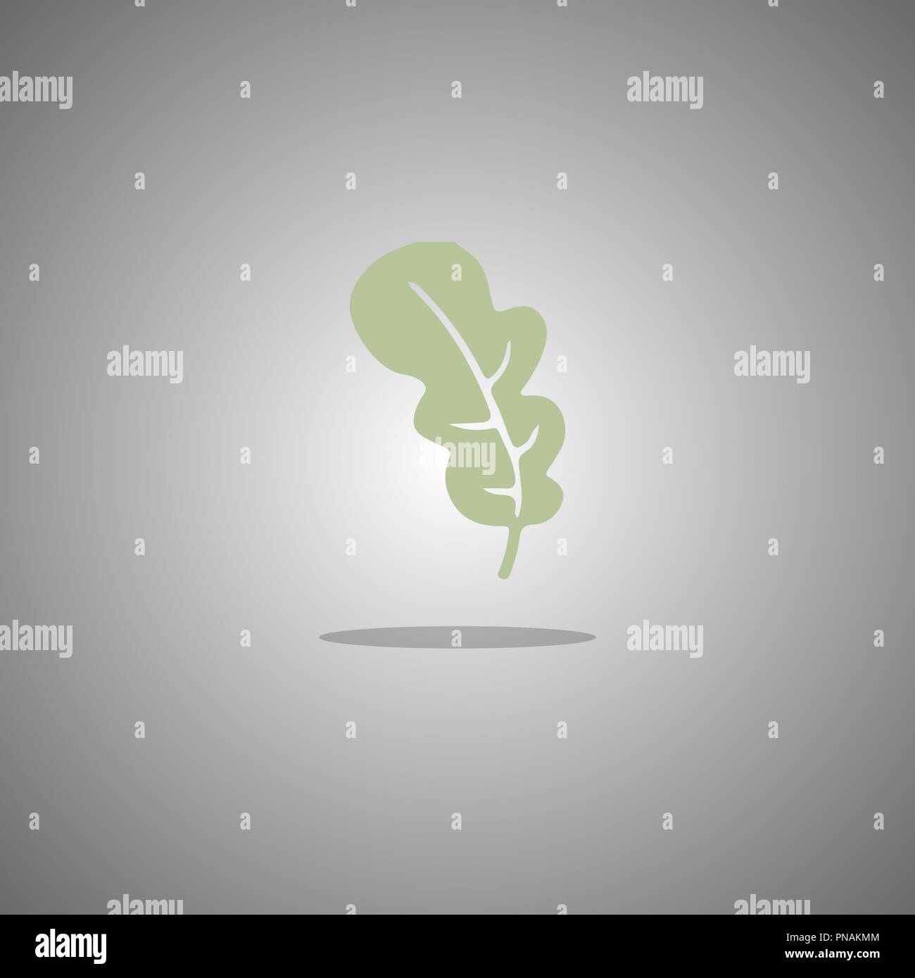Oak leaf green. Vector illustration. Gray background with gradient. Stock Vector