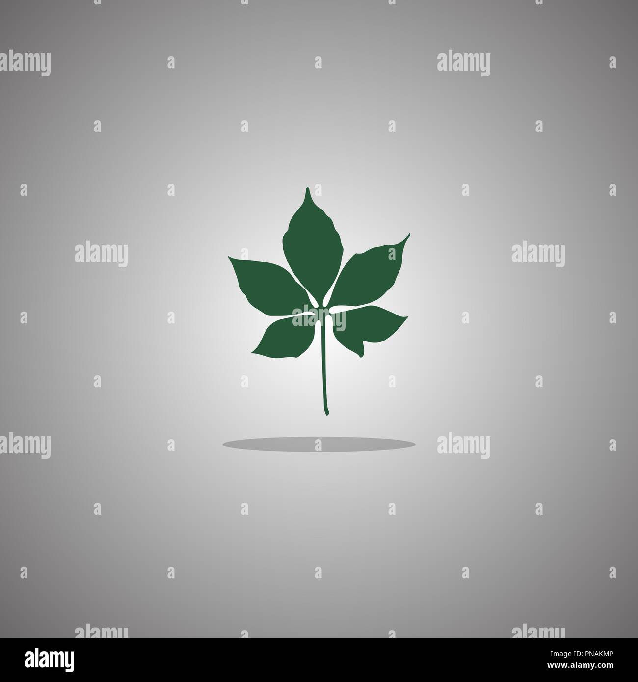 Chestnut leaf green. Vector illustration. Gray background with gradient. Stock Vector