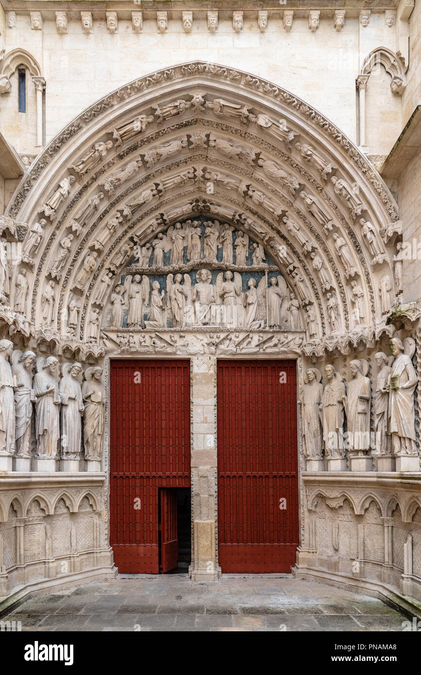Front door of St. Andrew Cathedral of Bordeaux Stock Photo