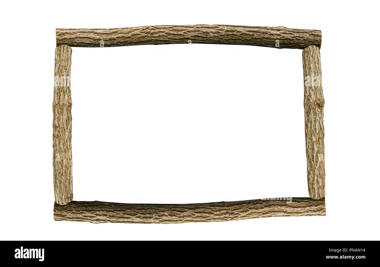 wooden frame natural isolated on white background Stock Photo - Alamy