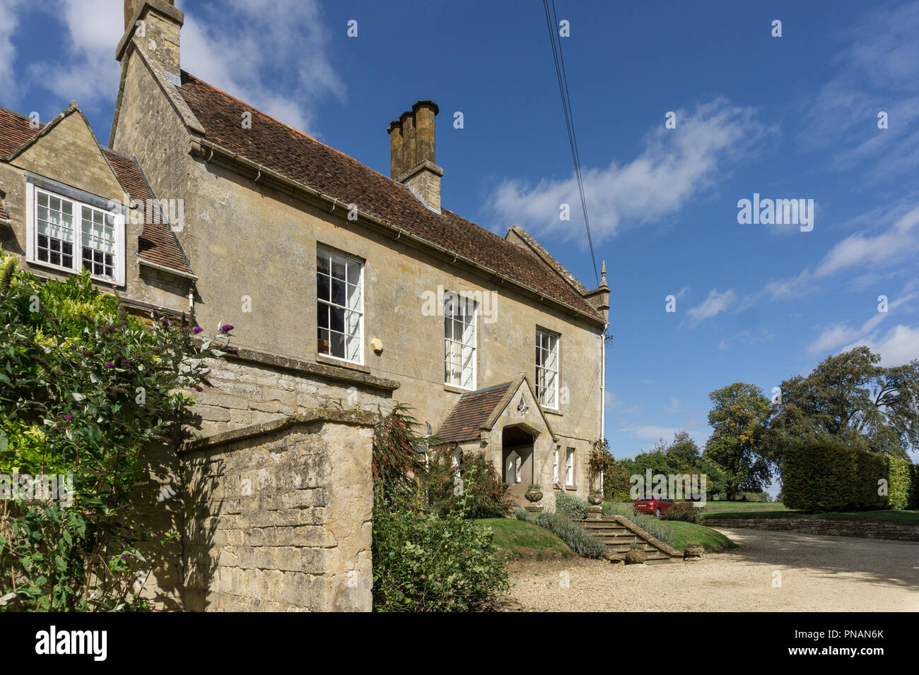 Weston Hall, a late 17th century house and home to the famous literary Sitwell family since 1714; Weston, Northamptonshire, UK Stock Photo