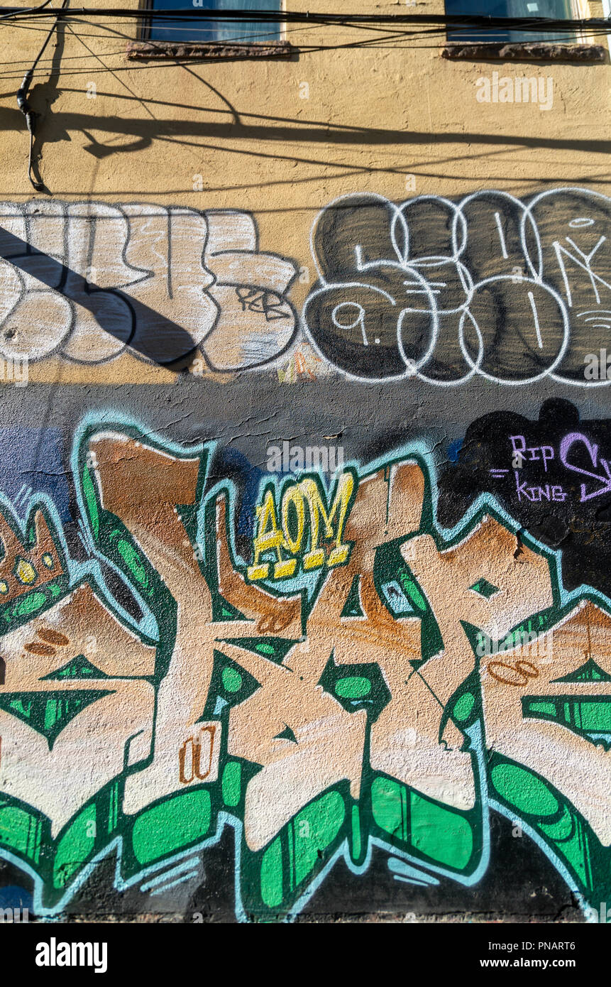 Graffiti Alley,Toronto, Ontario Canada September 16, 2018 Graffiti