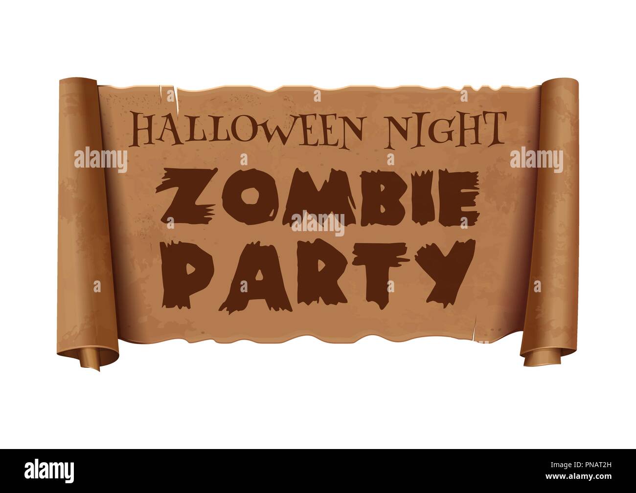 Halloween Night Zombie Party Text On Scroll Greeting Ribbon
