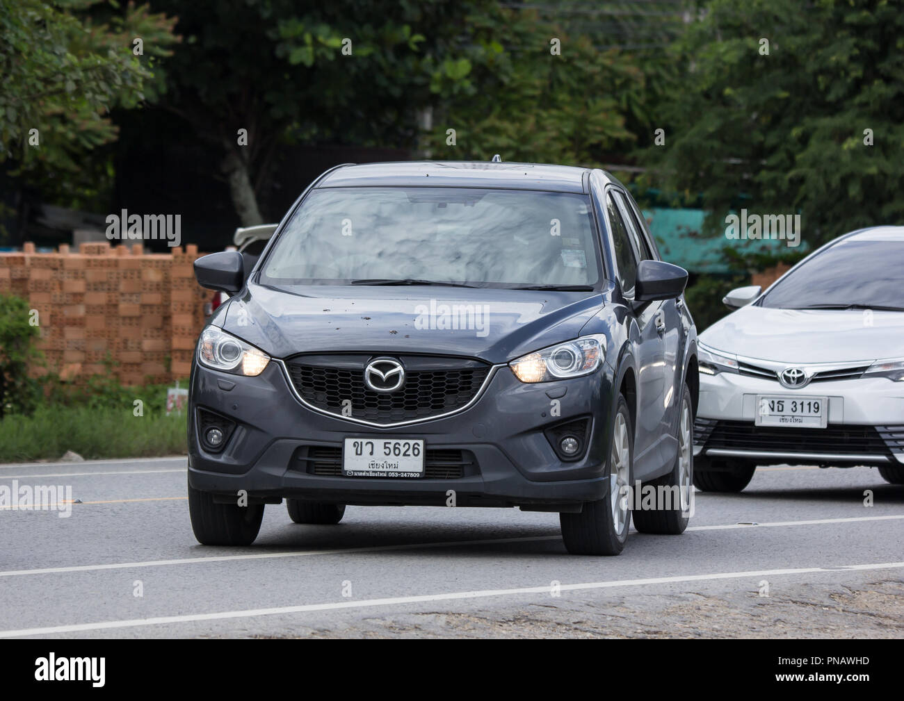 Chiangmai, Thailand - August  7 2018: Private car, Mazda CX-5,cx5. On road no.1001, 8 km from Chiangmai Business Area. Stock Photo