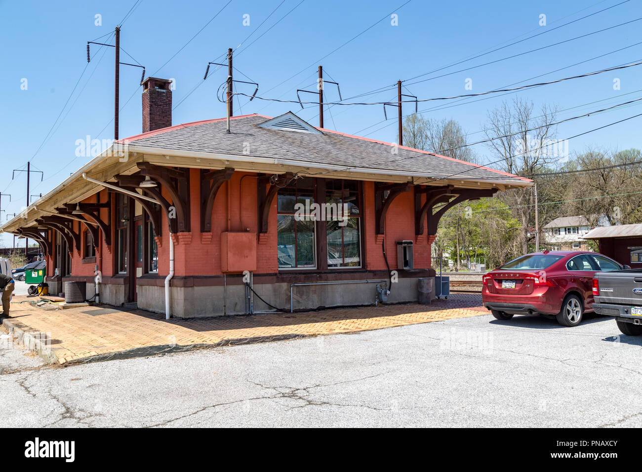 Parkesburg, PA, USA May 3, 2018 The Amtrak train station located between Lancaster and
