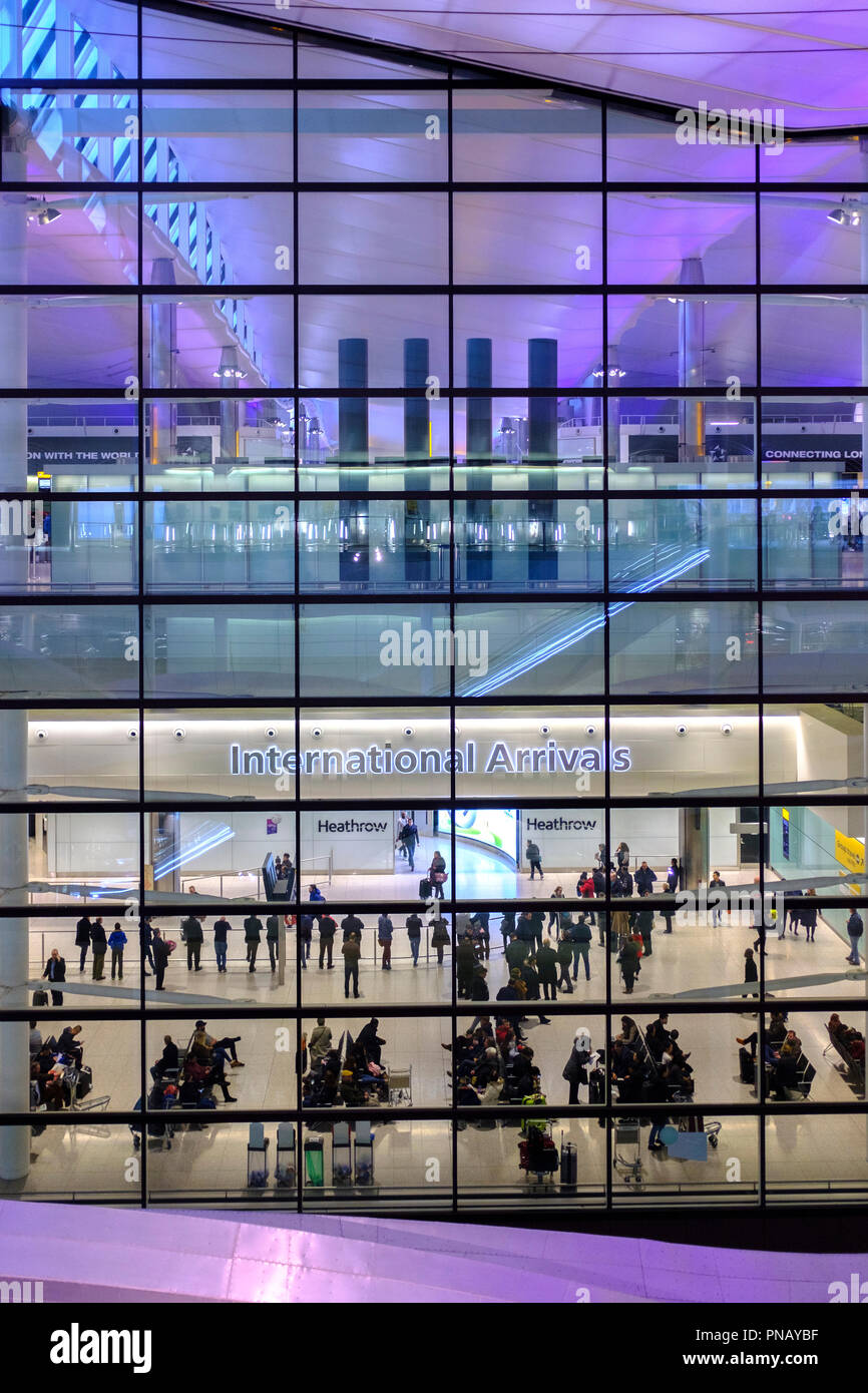 UK,London,Heathrow airport- International Arrivals terminal Stock Photo