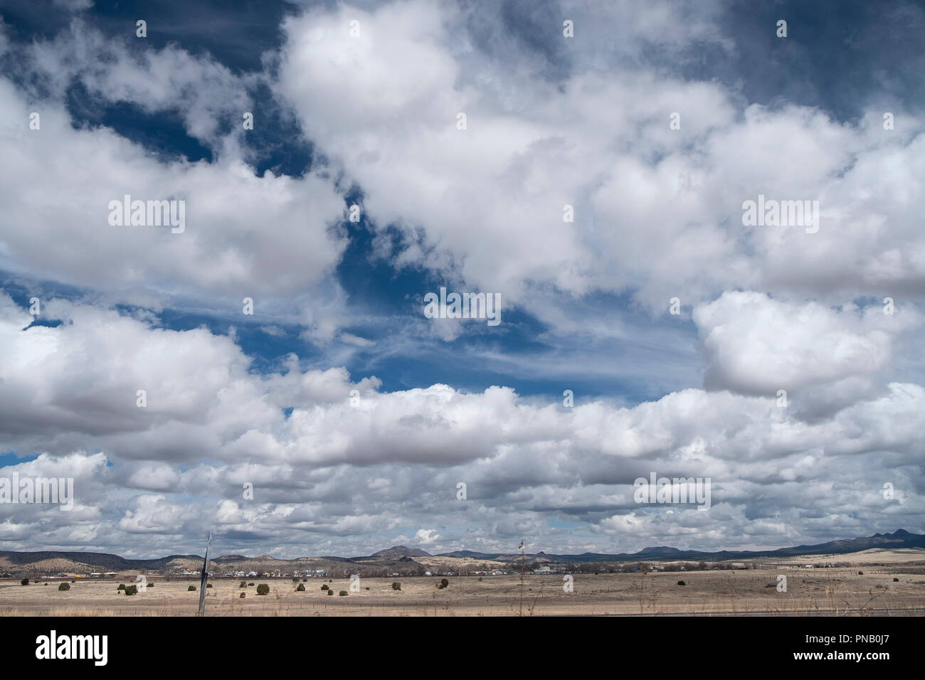 Mostly sky view of cumulus clouds over northern arizona Stock Photo