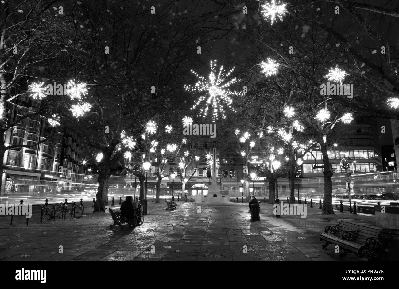 Christmas lights in Sloane Square, Chelsea, London, UK Stock Photo