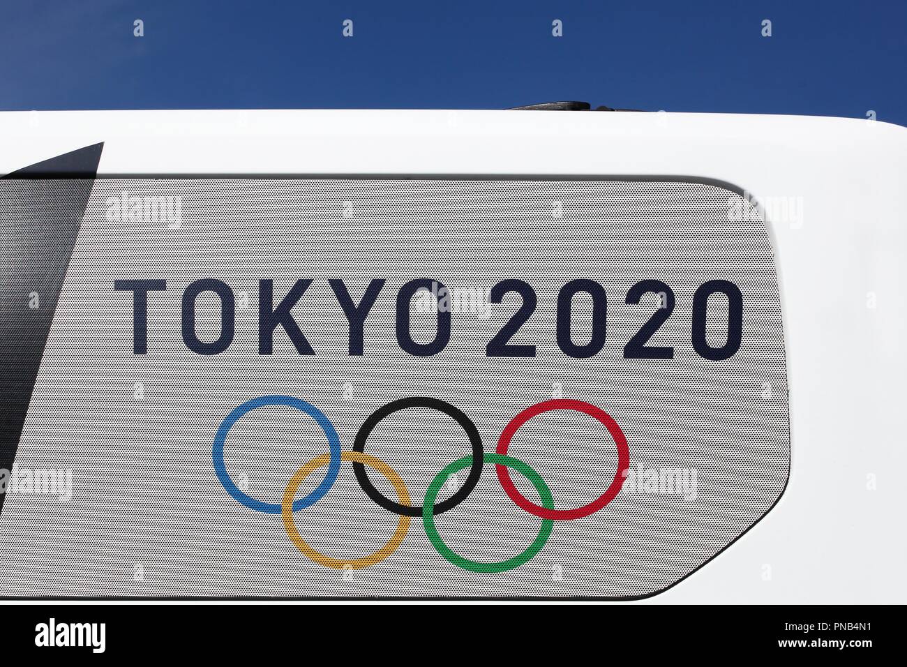 Aarhus, Denmark - August 9, 2018: Olympic rings with Tokyo 2020 on a car  Stock Photo - Alamy