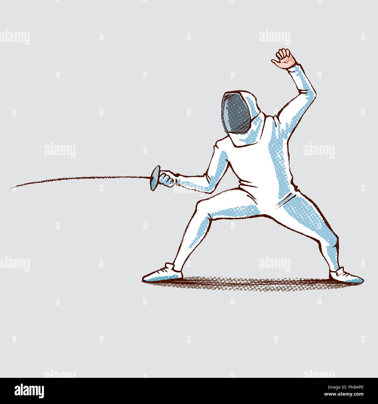 Fencing athlete with sword, hand drawing Stock Vector Image & Art - Alamy