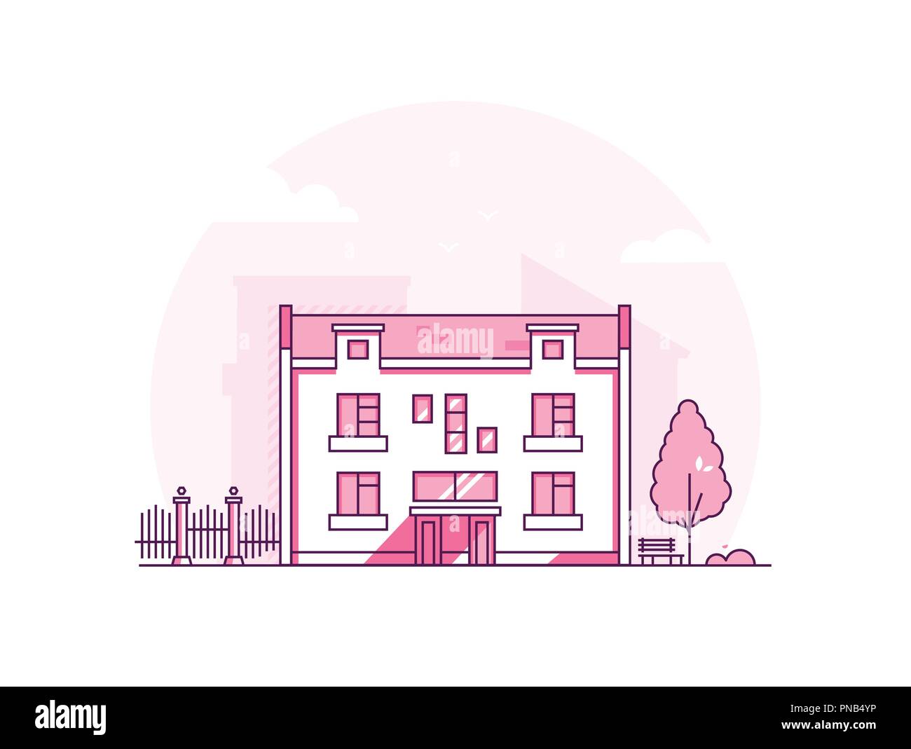 City architecture - modern thin line design style vector illustration ...