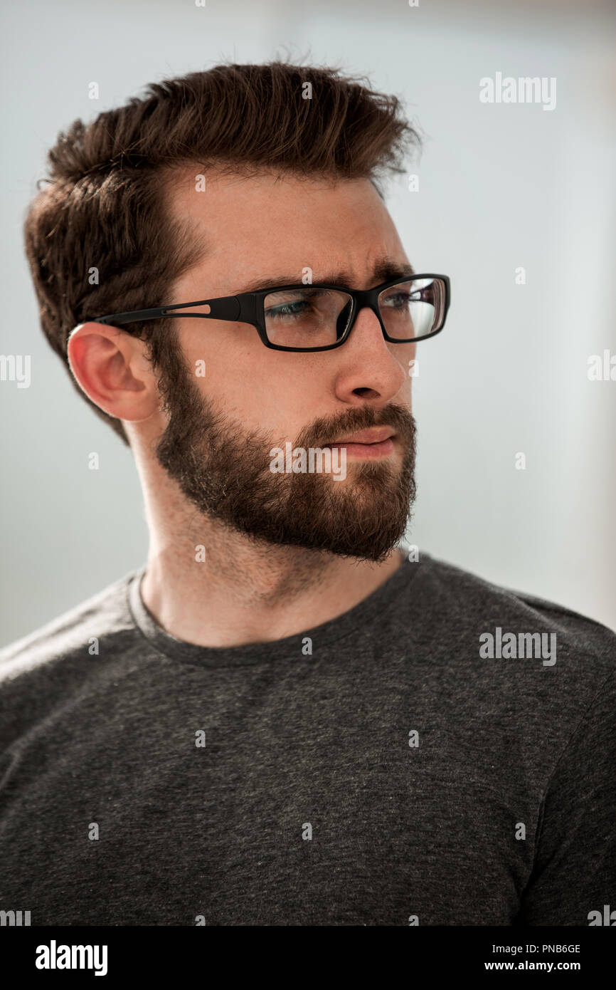 close up.portrait of modern young man Stock Photo