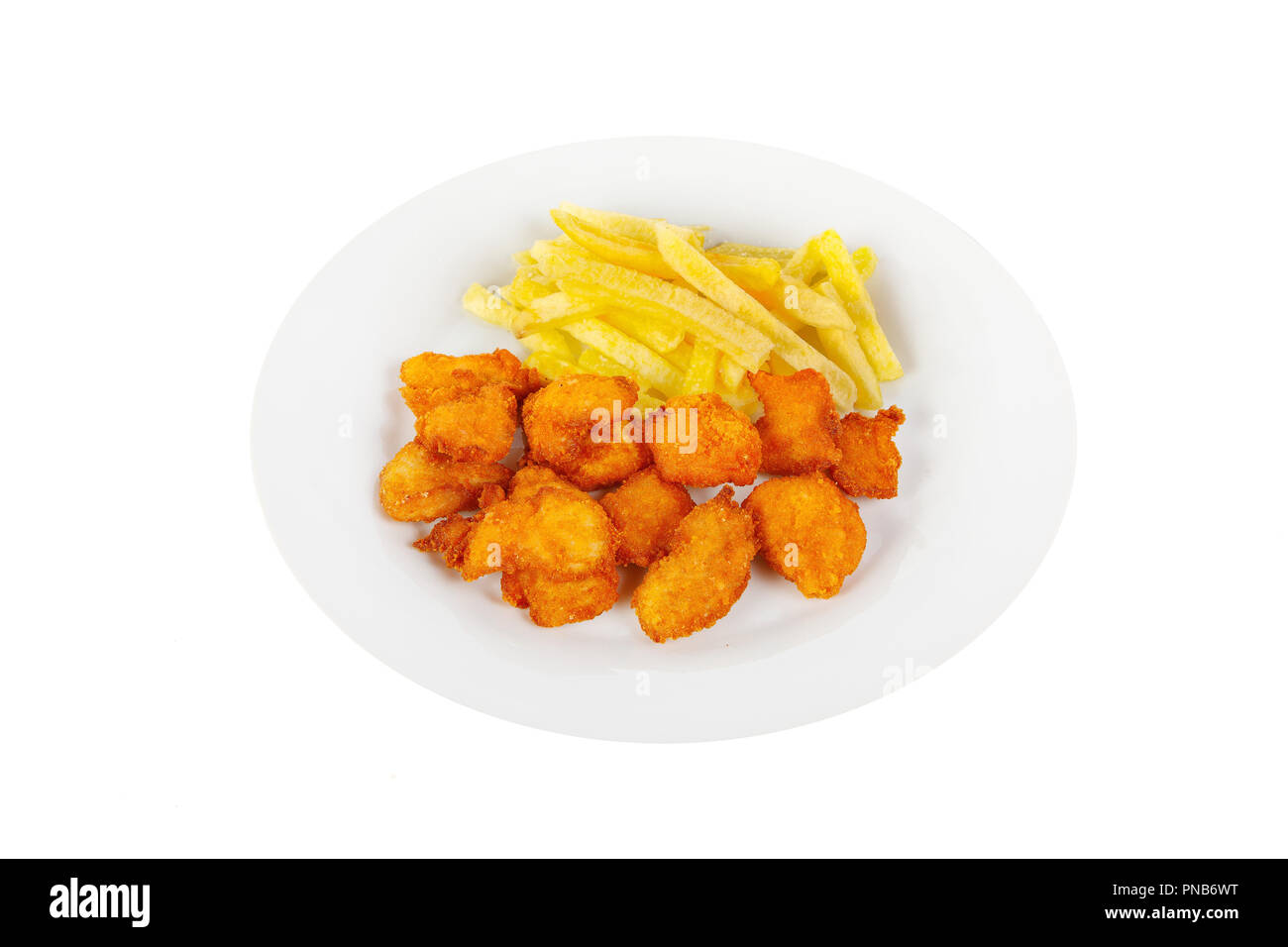 Hot appetizer chicken nuggets in crispy golden breadcrumbs, fried in