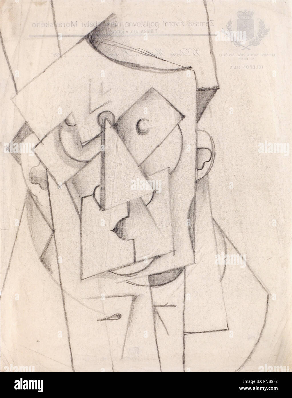 Cubist Composition - The Head. Date/Period: 1912 - 1913. Drawing. Height: 283 mm (11.14 in); Width: 226 mm (8.89 in). Author: OTTO GUTFREUND. Stock Photo